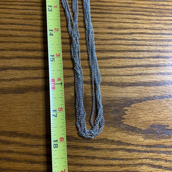 Vera Wang 18” silver necklace with blue, diamond looking gems on either side - Picture 7 of 7